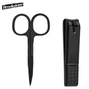 Brookstone Black Coated Stainless Steel Scissor + Nail Clipper Duo Set